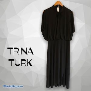 TRINA TURK Black Long Mock Neck Gown Size 10